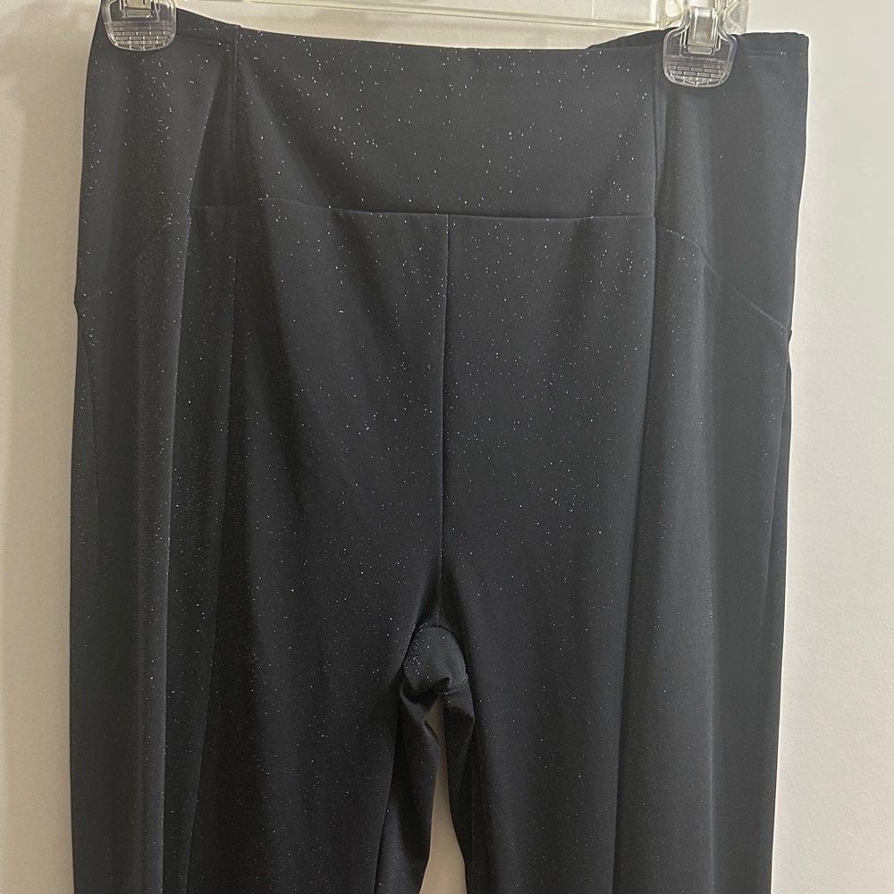 YITTY Black Sparkle Leggings with Slit Front
